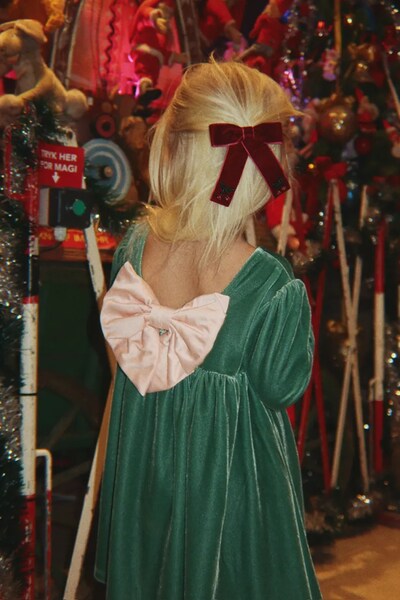 Сукня велюрова Konges Sløjd GIA BOW DRESS GRS колір зелений