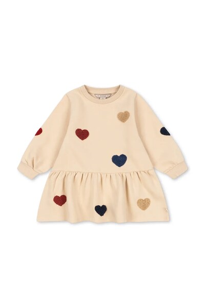 Расклешенная платье с хлопком Konges Sløjd LOU TERRY SWEAT DRESS OCS цвет бежевый