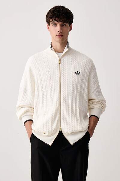 Светр на застібці чоловічий adidas Originals Firebird Cable Knit колір білий