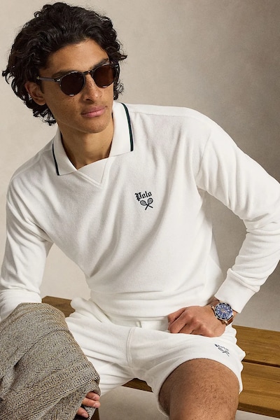 Polo Ralph Lauren πουλόβερ με βαμβάκι ανδρικό λευκό 710B28057001