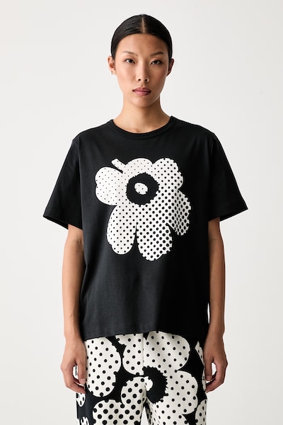 Marimekko majica za žene od pamuka crna 095891
