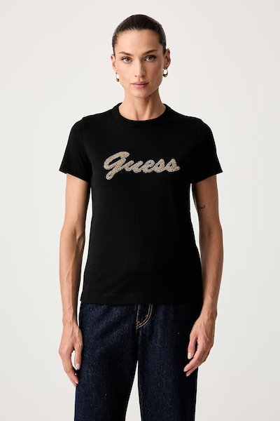 Guess majica za žene od pamuka crna W6YI29 K4348