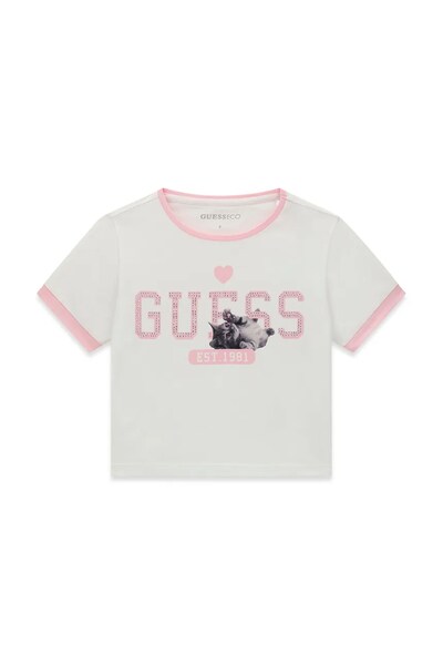 Футболка дитяча бавовняна з еластаном Guess колір білий