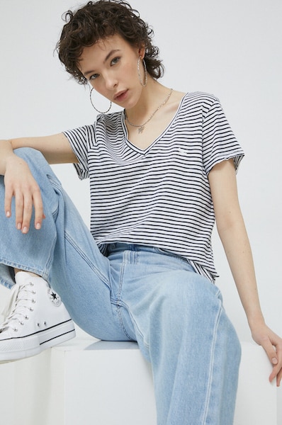 Majica kratkih rukava Superdry za žene, boja: tamno plava