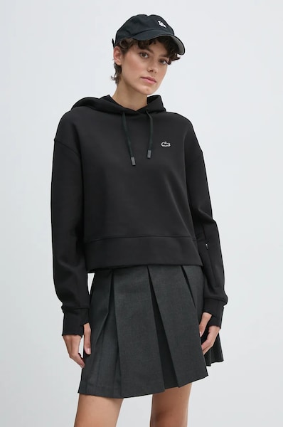 Lacoste felpa donna colore nero con cappuccio