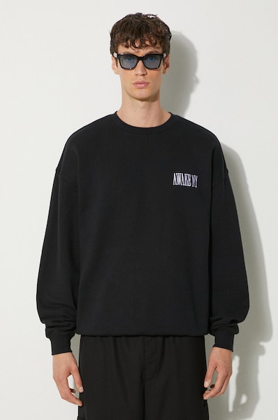 Awake NY cotton sweatshirt Awake Crewneck men's black color SP24-CN002