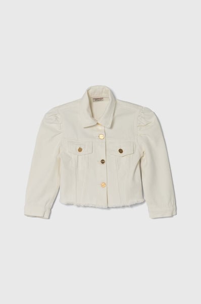 Otroška jeans jakna Pinko Up bela barva