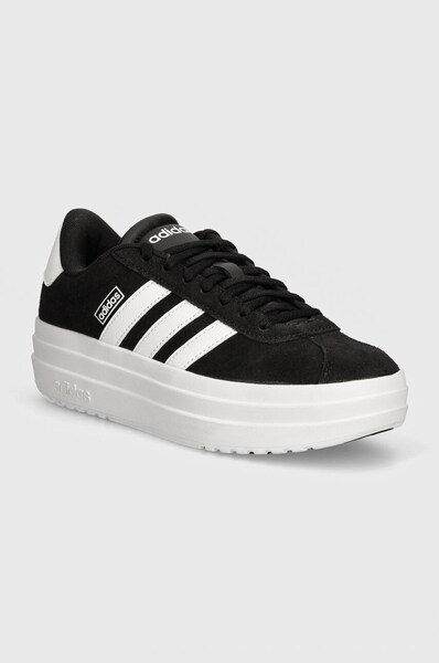 Замшеві кросівки adidas Vl Court колір чорний