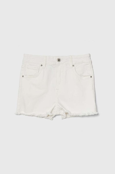 Otroške kratke hlače iz jeansa Pepe Jeans A-LINE SHORT HW JR bela barva