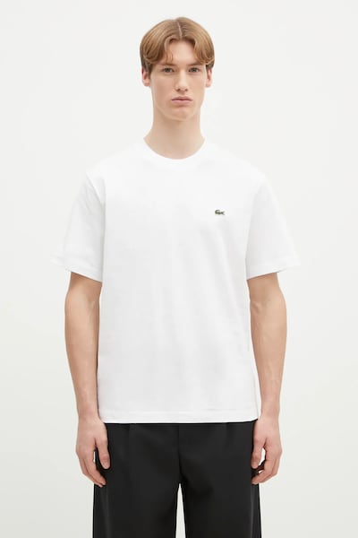 Lacoste tricou basic din bumbac bărbătesc alb TH7318
