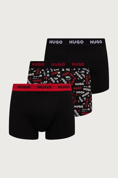 Боксери чоловічі бавовняні з еластаном TRIPLET DESIGN 3 шт. HUGO колір червоний