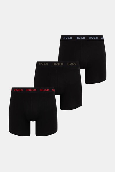 Боксери чоловічі бавовняні з еластаном BOXERBR TRIPLET PACK 3-пак HUGO колір чорний