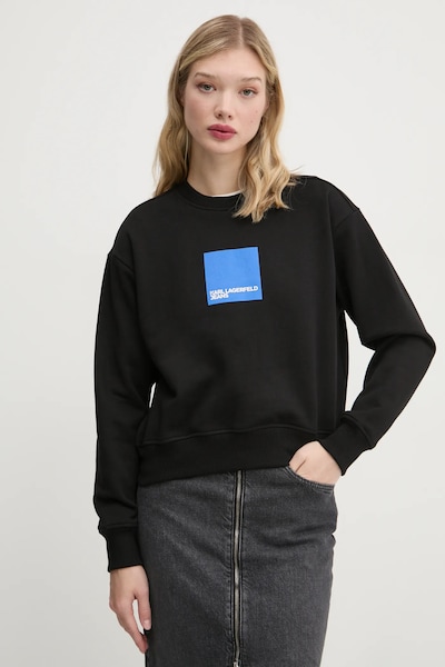 Karl Lagerfeld Jeans pamut melegítőfelső fekete, női, nyomott mintás, A1W20006