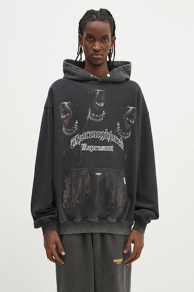 Βαμβακερή μπλούζα Represent Thoroughbred Hoodie χρώμα: γκρι, με κουκούλα, MLM41134.003