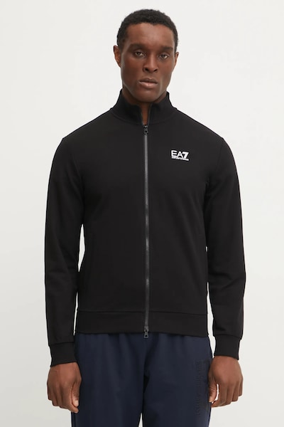 EA7 Emporio Armani μπλούζα με κουμπιά ανδρική με βαμβάκι μαύρη PJVRZ.8NPM31