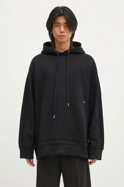 Helmut Lang sweatshirt Mega Zip Hoodie.Cmbd men's black color hooded smooth O09HM502