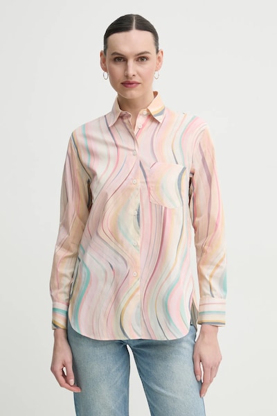 Хлопковая рубашка PS Paul Smith женская цвет розовый regular классический воротник W2R.331B.P31281