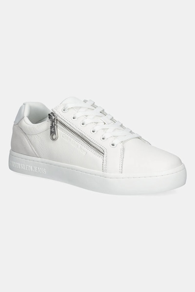 Kožené sneakers boty Calvin Klein Jeans CLASSIC CUPSOLE ZIP LOW IN bílá barva, YM0YM01254