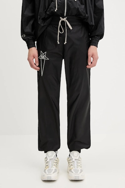 Спортивные штаны Rick Owens DRKSHDW Woven - Joggers 221686 цвет чёрный с аппликацией CM01E1686.CHNY