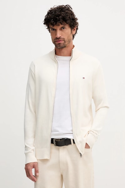 Tommy Hilfiger cardigan da uomo in cotone beige MW0MW36517