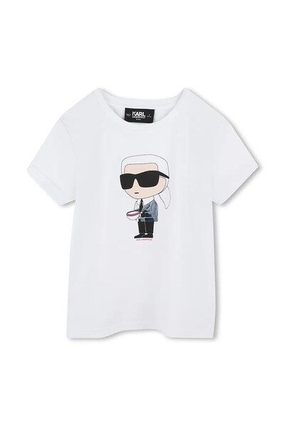 Дитяча бавовняна футболка Karl Lagerfeld колір білий