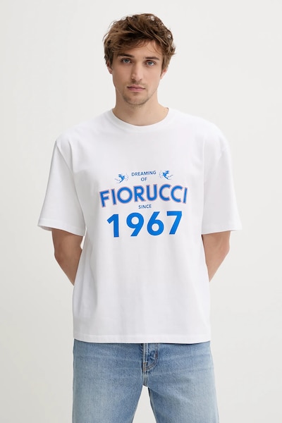 Bombažna kratka majica Fiorucci White Dreaming 1967 Print Boxy Fit T-Shirt moška, bela barva, M02SMTSH103CJ01WH08