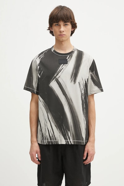 Helmut Lang tricou din bumbac FEATHER.T.BRUSHSTROK culoarea gri, cu imprimeu, P02HM505