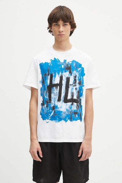 Helmut Lang tricou din bumbac SCRIBBLE.T2.MAL.LT. culoarea alb, cu imprimeu, P02HM509