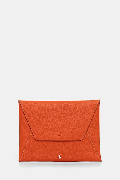 Polo Ralph Lauren usnjena torba za prenosni računalnik, 25 x 35 cm oranžna barva, 427971194