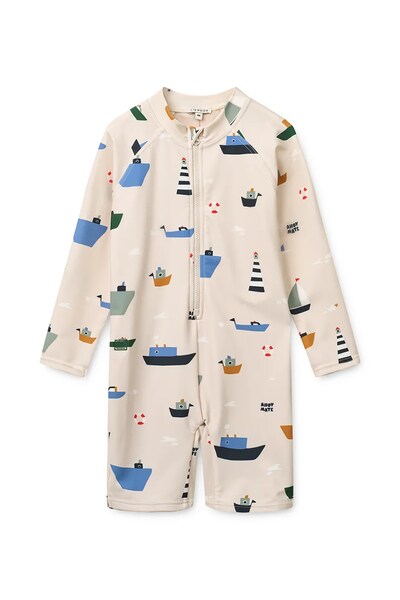 Пляжный комбинезон детский Liewood Max Printed LS Swim Jumpsuit цвет бежевый