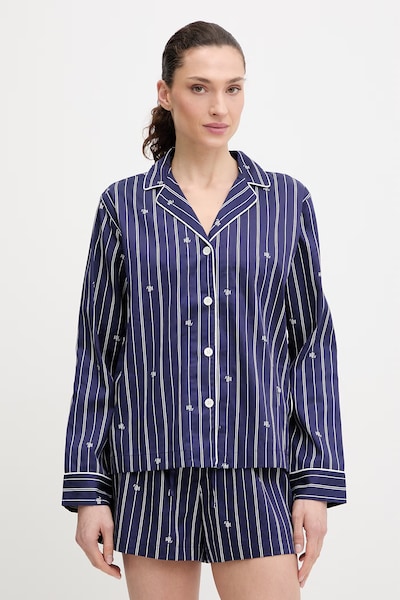 Lauren Ralph Lauren πυτζάμες δύο τεμαχίων γυναικείες βαμβακερές σκούρες μπλε ILN12490
