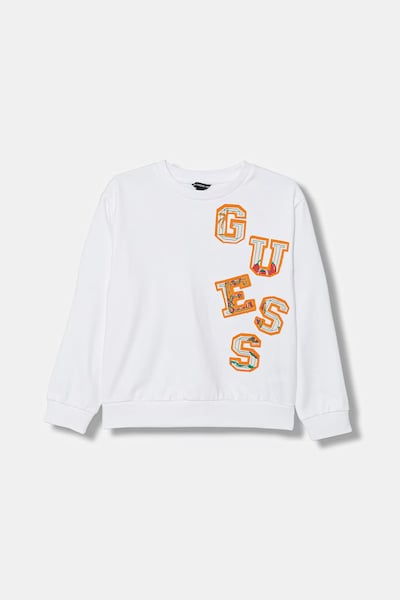 Otroški bombažen pulover Guess bela barva, L6GQ02 KA6R4
