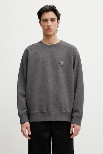 Maison Kitsuné Fox Head μπλούζα oversize βαμβακερή Ανδρική γκρί PM00306KM0340