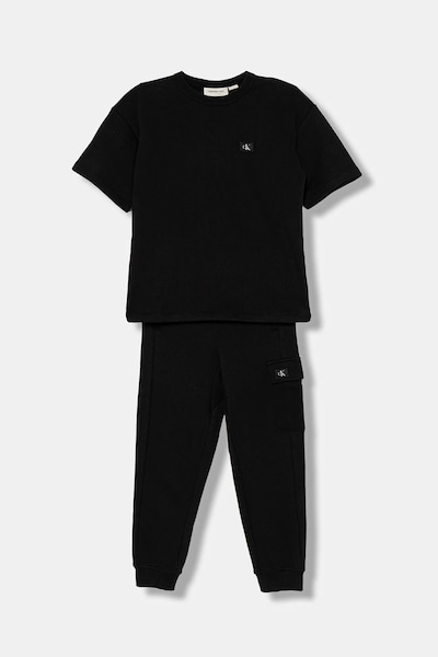 Calvin Klein Jeans gyerek pamut melegítő szett fekete, IB0IB02636