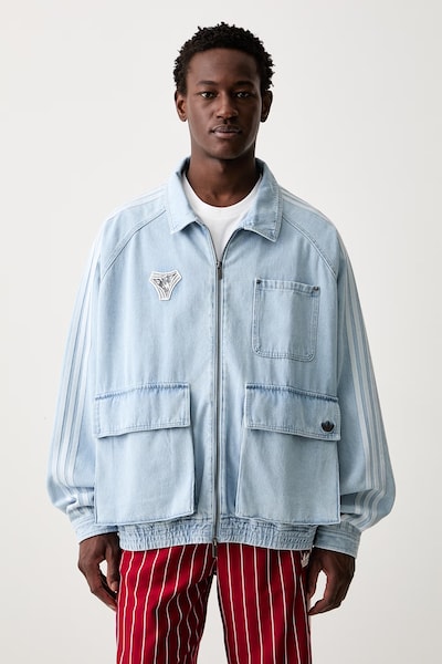 adidas Originals τζιν μπουφάν ανδρικό βαμβακερό μπλε KX4824