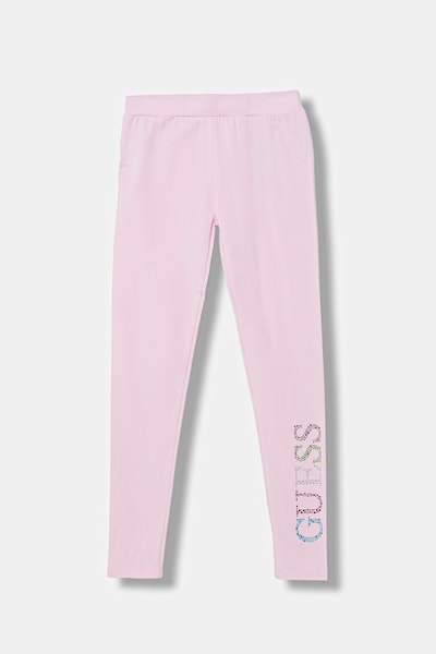 Guess leggings gyerek pamut rózsaszín normál derék