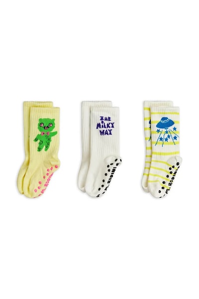 Otroške nogavice Mini Rodini The milky way 3-pack bela barva, 26260129