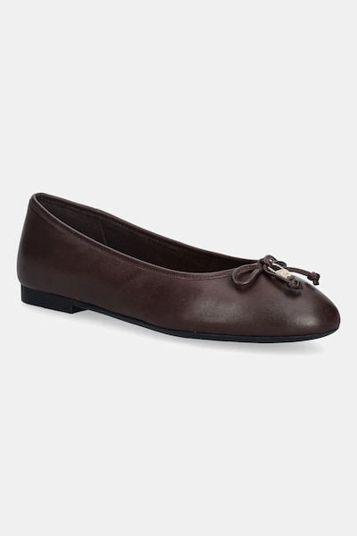 Tommy Hilfiger bőr balerina cipő HILFIGER SMOOTH LTHR BALLET barna, FW0FW09006