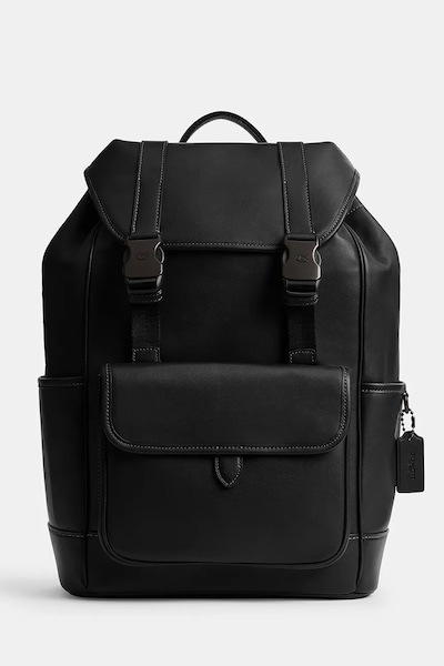 Δερμάτινο σακίδιο Coach League Flap Backpack ανδρικό, χρώμα: μαύρο, CU072