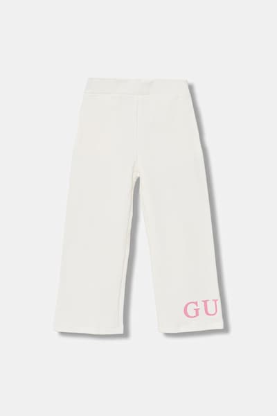Guess gyerek pamut melegítőnadrág bézs, nyomott mintás, K6RB01 KA6R4