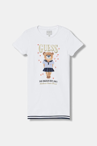 Дитяча бавовняна сукня Guess колір білий mini пряма K6RK11 KAD74