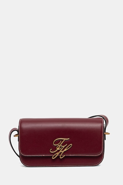 Tommy Hilfiger kabelka přes rameno dámská kožená burgundská AW0AW18399