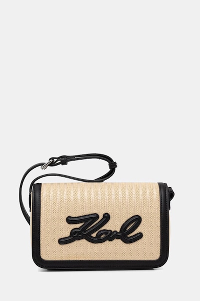 Karl Lagerfeld сумка крос-боді жіноча плетена K/SIGNATURE бежева B2W30089