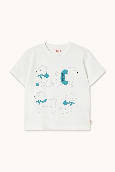 Tinycottons gyerek pamut póló POODLE GRAPHIC TEE fehér, nyomott mintás, SS26-038