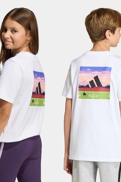 adidas gyerek pamut póló fehér, nyomott mintás, KA0532