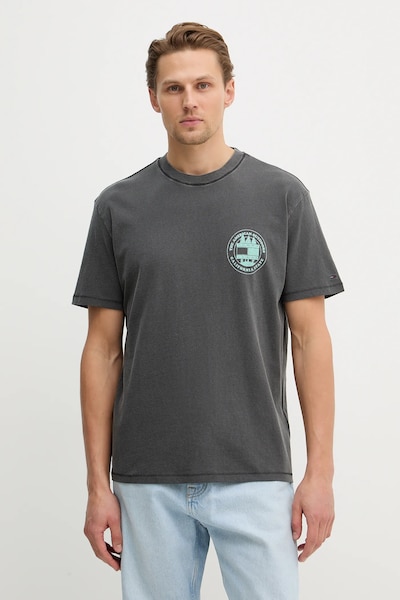 Pamučna majica Tommy Jeans boja: crna, s tiskom, DM0DM22309