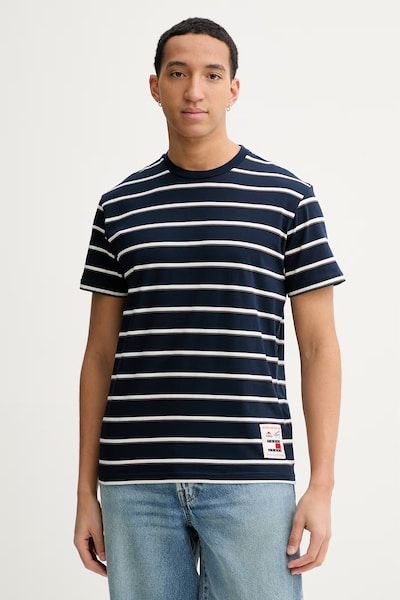 Pamučna majica Tommy Jeans boja: tamno plava, s uzorkom, DM0DM22325