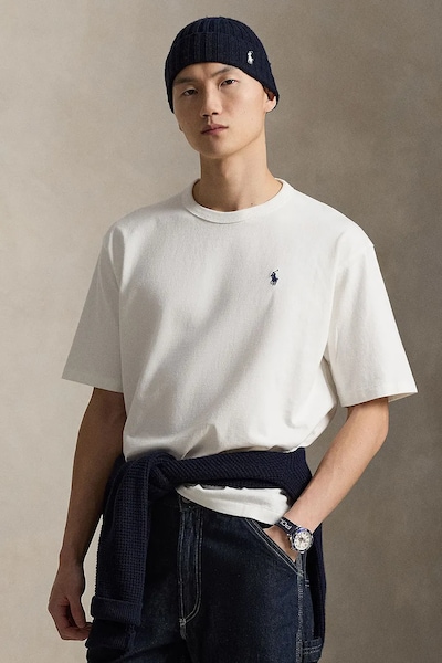 Polo Ralph Lauren tricou oversized din bumbac pentru bărbați alb 710A12979