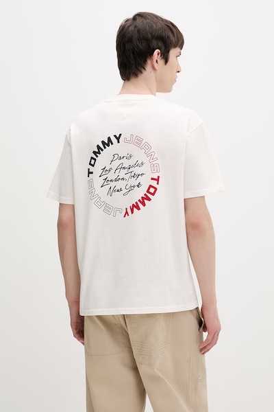 Tommy Jeans majica za muškarce od pamuka bež DM0DM22535