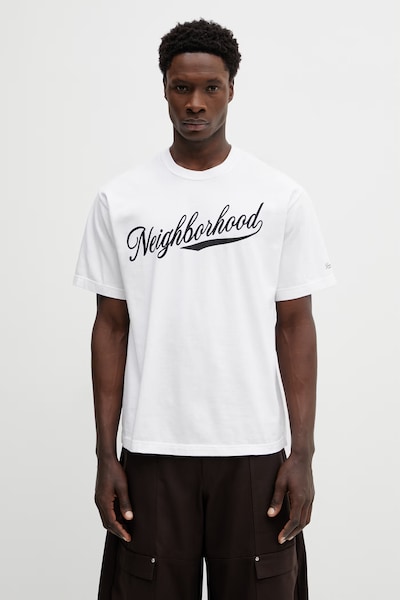 NEIGHBORHOOD tricou din bumbac TEE SS.2 culoarea alb, cu imprimeu, 252PCNH.ST02